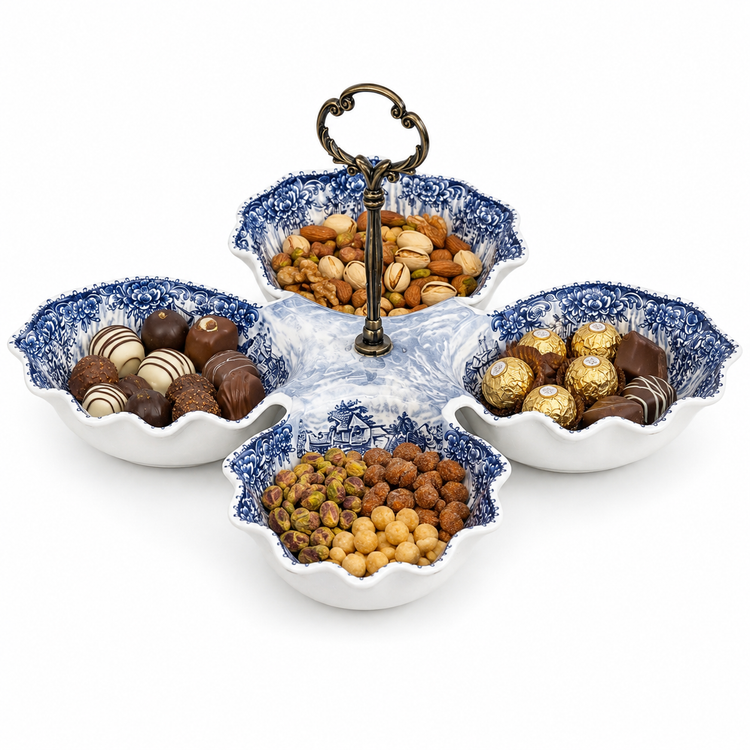 اردوخوری ۴ خانه سرامیکی دستهدار طرح کلاسیک